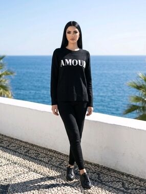 Maison Jules Black 'AMOUR' Knit Sweatshirt